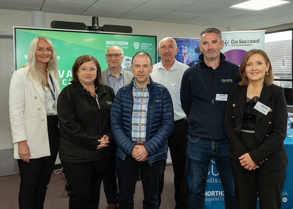 L-R: Helen Hampsey (Northern Regional College), Diane Keenan (Terumo BCT), Denis O’Hara (DOH Consultancy), Sam Paul (Solve Engineering), Frank Healy (Terumo BCT), George Mimnagh (Dowds Group), and Ursula O’Loughlin (Mid and East Antrim Borough Council