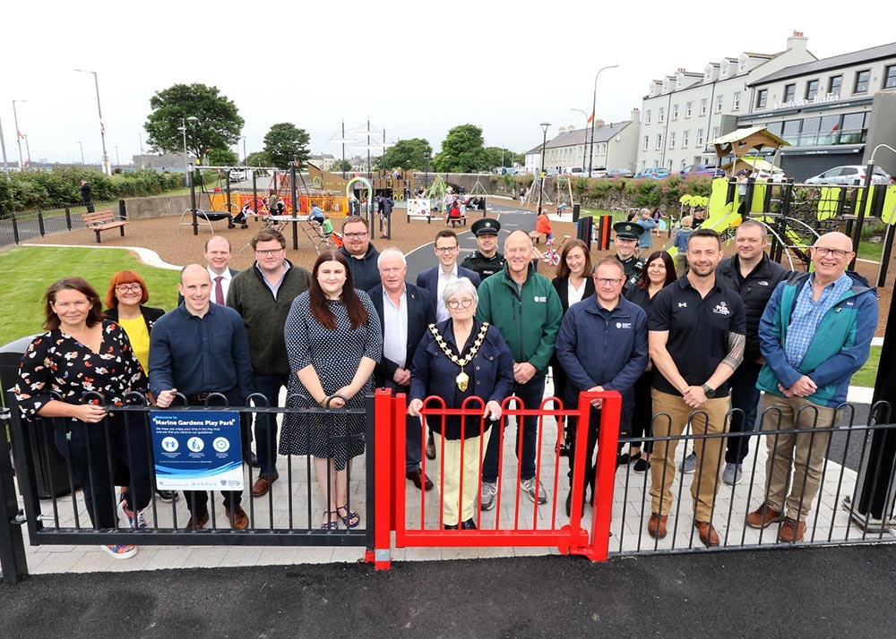 The Mayor of Mid and East Antrim, Alderman Beth Adger MBE,  was joined by local Elected Representatives, Council Officers plus representatives from Play Ground Contractor Garden Escapes, Design Team WH Stevens and PSNI.