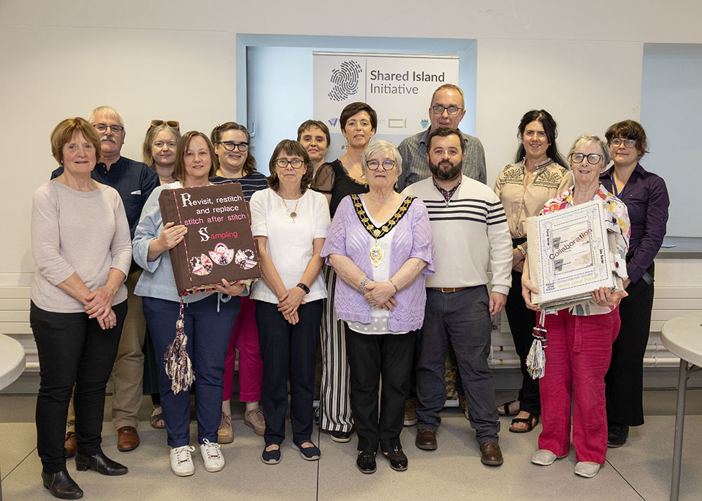 Pictured at The Braid, Mayor of Mid and East Antrim, Alderman Beth Adger MBE, with Building Shared Creative Communities project participants from Waterford during their two day heritage study visit to the Ballymena area. Featured in the photograph are sam